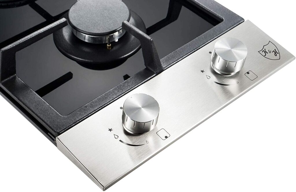 K&H 2 Burner 12" Builtin LPG/Propane Gas Stainless Steel/Glass Cast